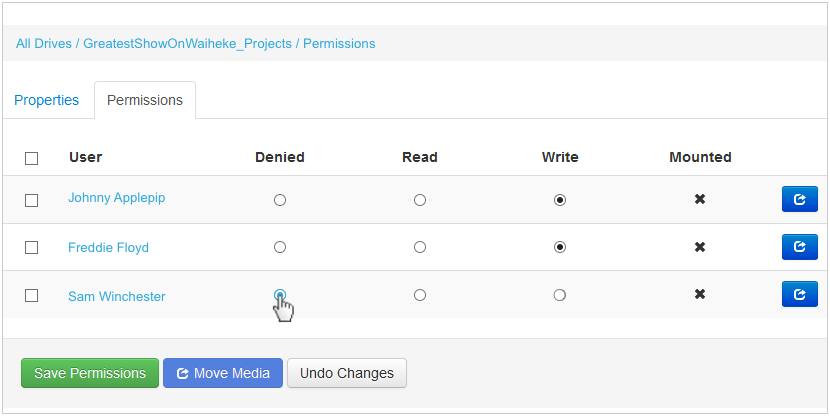 Denying a user access to a drive