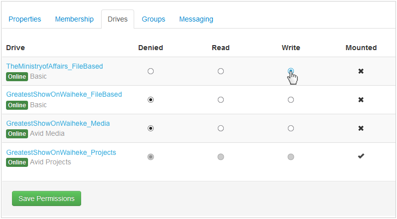 Granting a user read/write access to a drive