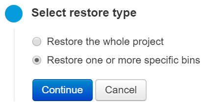 Select the restore type